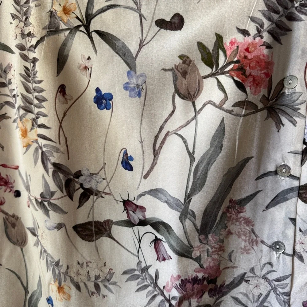 100% Silk Amour Vert Botanical Midi Skirt - Picture 3 of 10